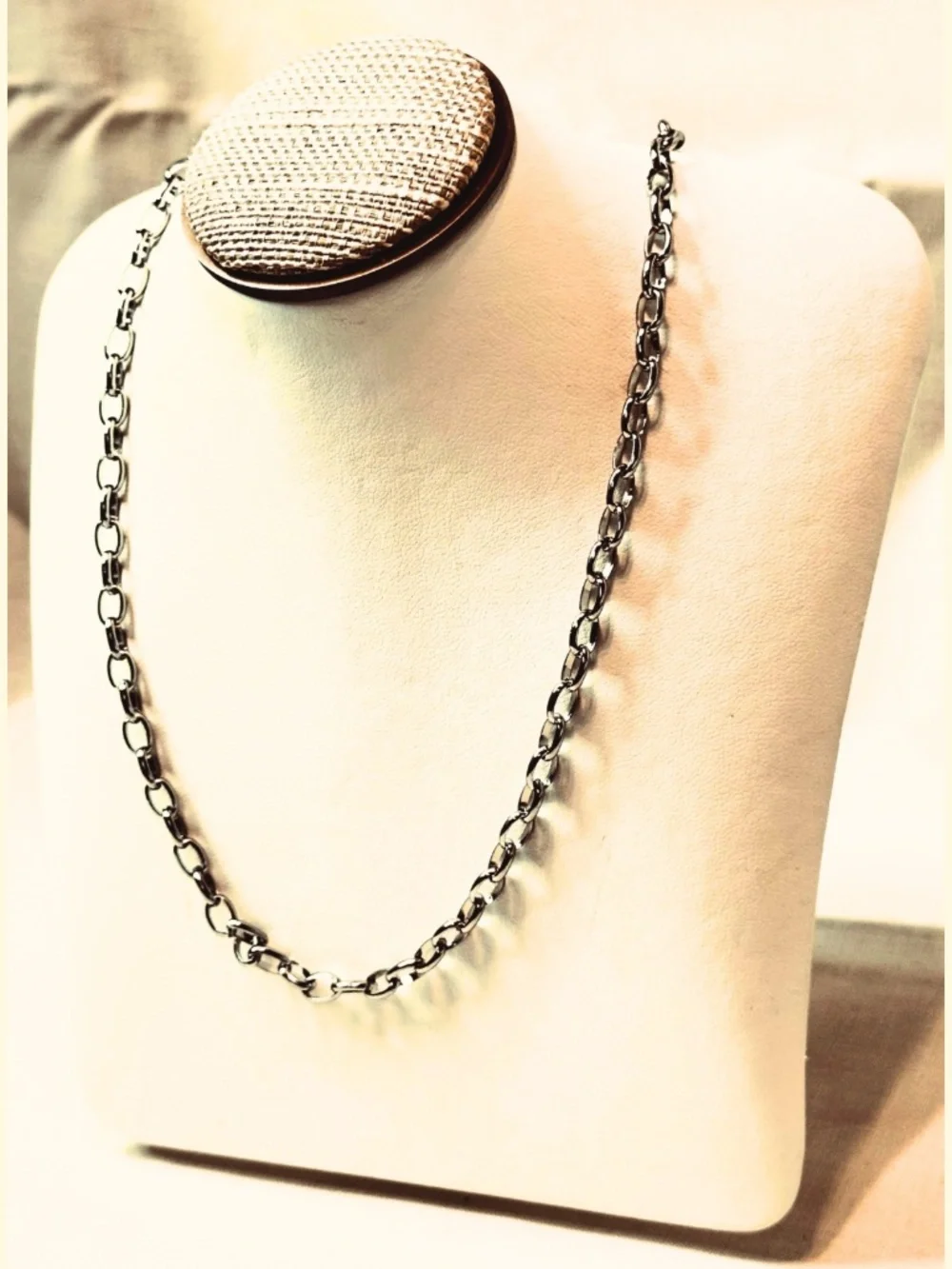 Handmade 304 Stainless Steel 22” Long Oval Rolo Cable Chain Necklace 5.5mm Wide